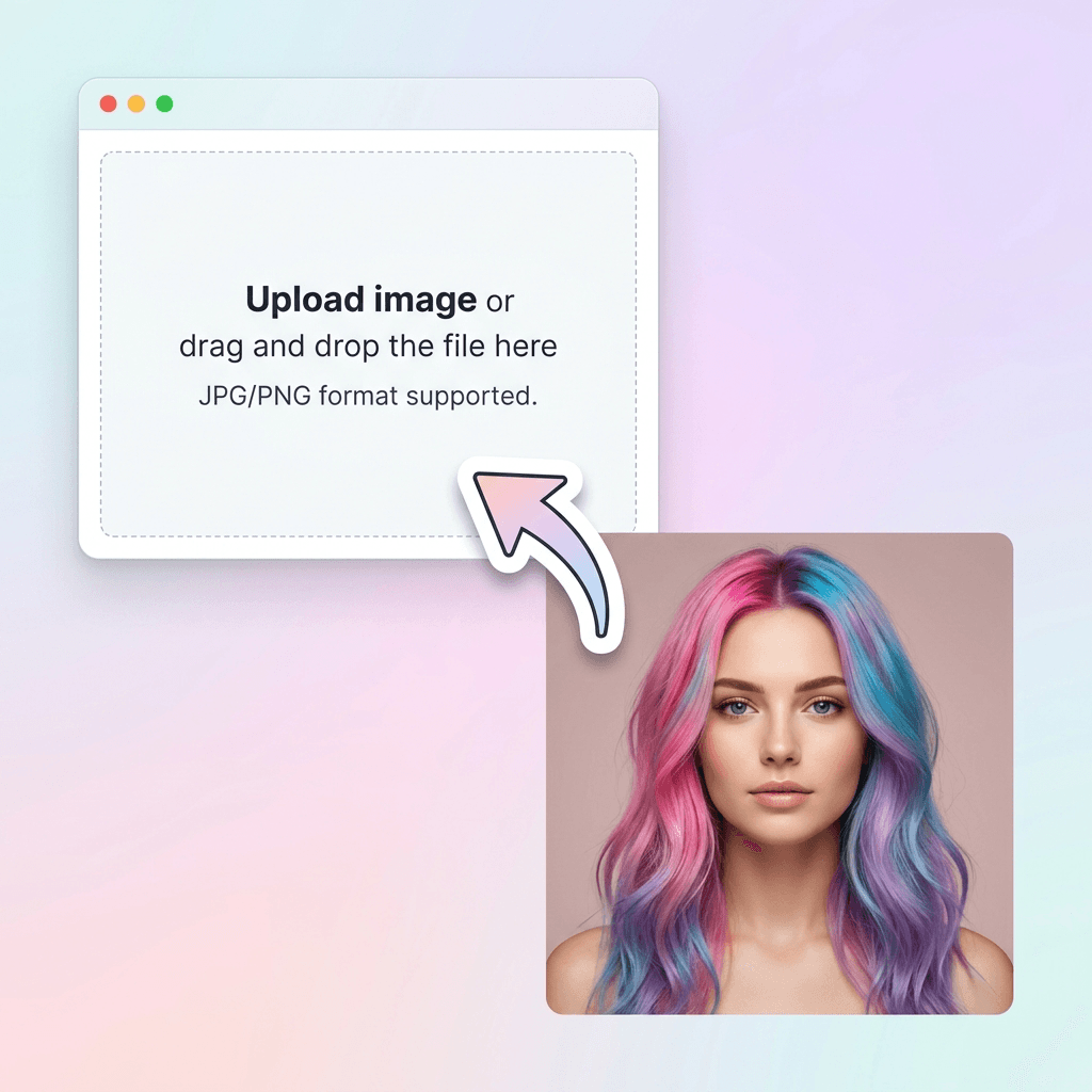 Step 1: Upload Your Photo — AI hair color changer illustration