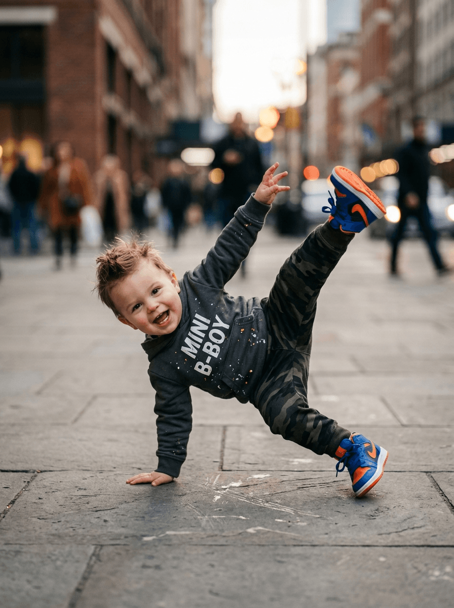 Energetic child dancing outdoors — illustrative of baby entertainment clips