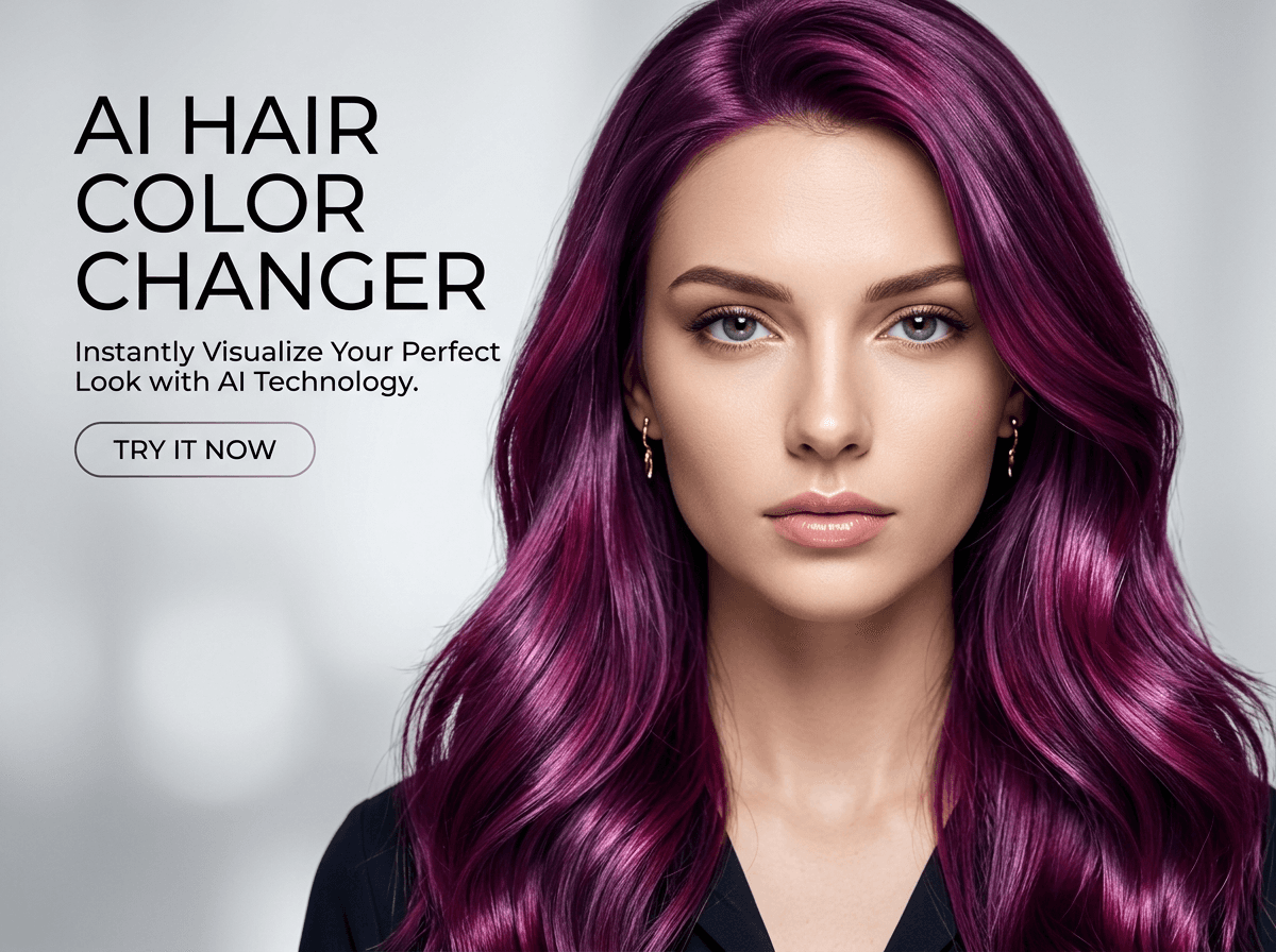 AI Hair Color Changer preview — try shades like Midnight Purple or Honey Blonde online without salon chemicals