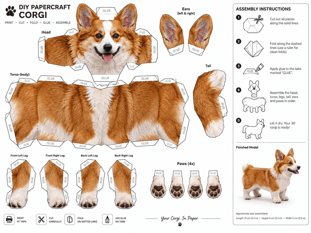 Standing Pet Paper Model