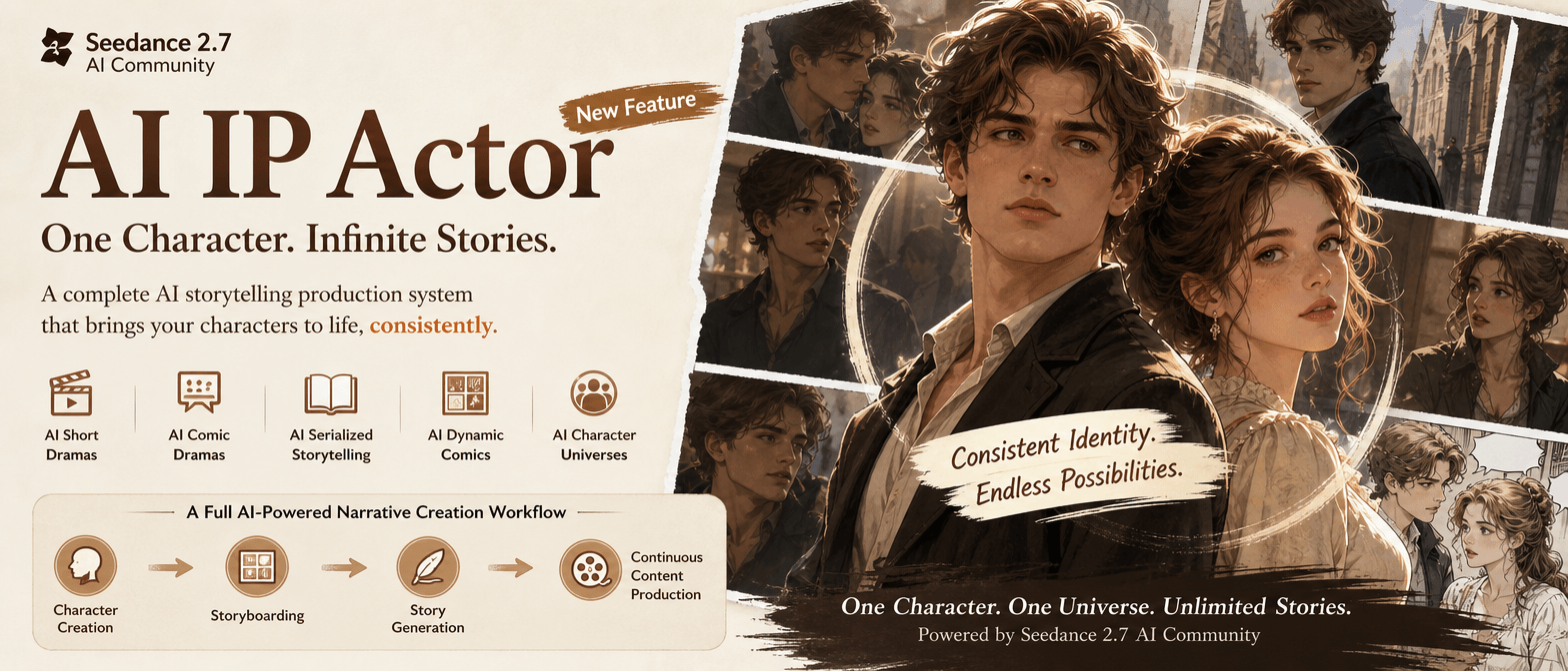 Seedance 2.7 AI Community Update - AI IP Actor: A New Era for AI Short Drama & Comic Creation